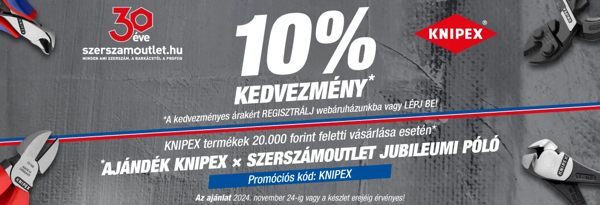 KNIPEX x SZERSZÁMOUTLET Jubileum 10% kedvezmény 2024 NOVEMBER