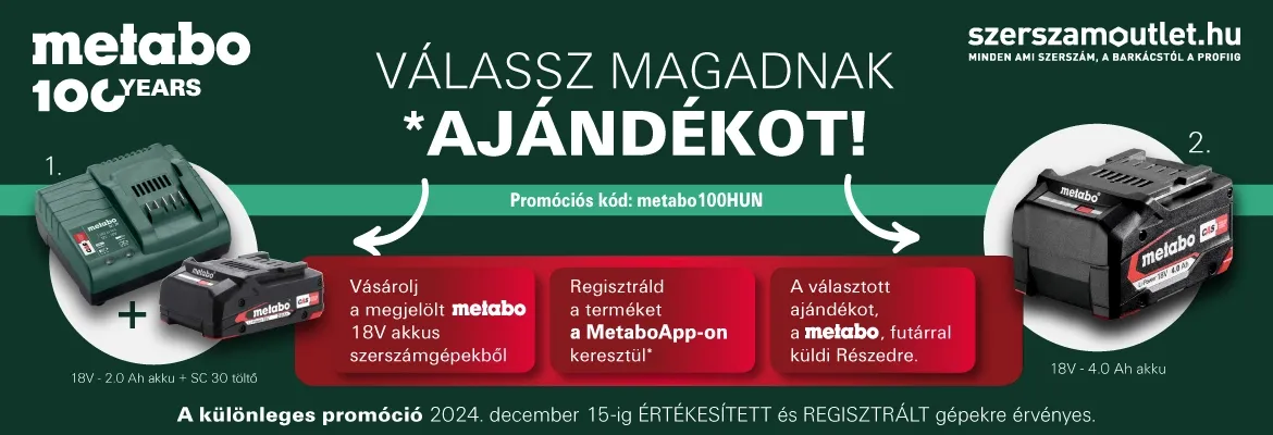 METABO AJÁNDÉK AKKU 2024