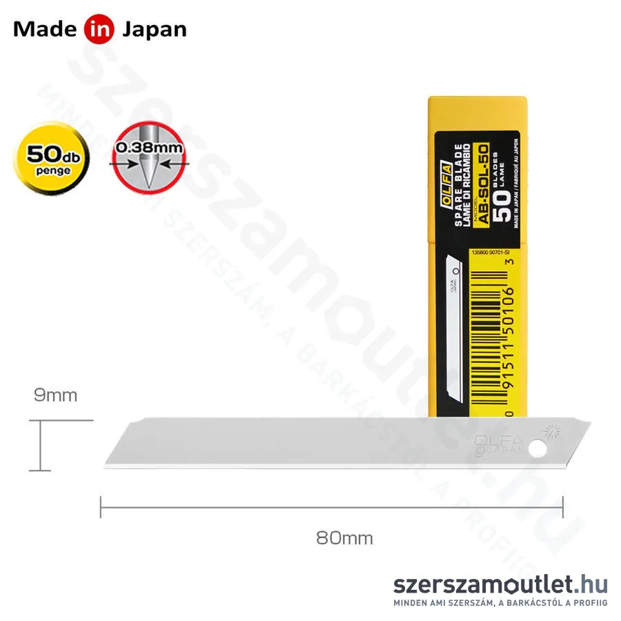 OLFA AB-SOL Penge 9mm | NEM tördelhető [50db] (AB-SOL-50)