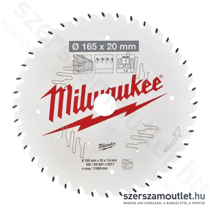MILWAUKEE Körfűrészlap (fa/alu.) 165x20mm/52 ATB