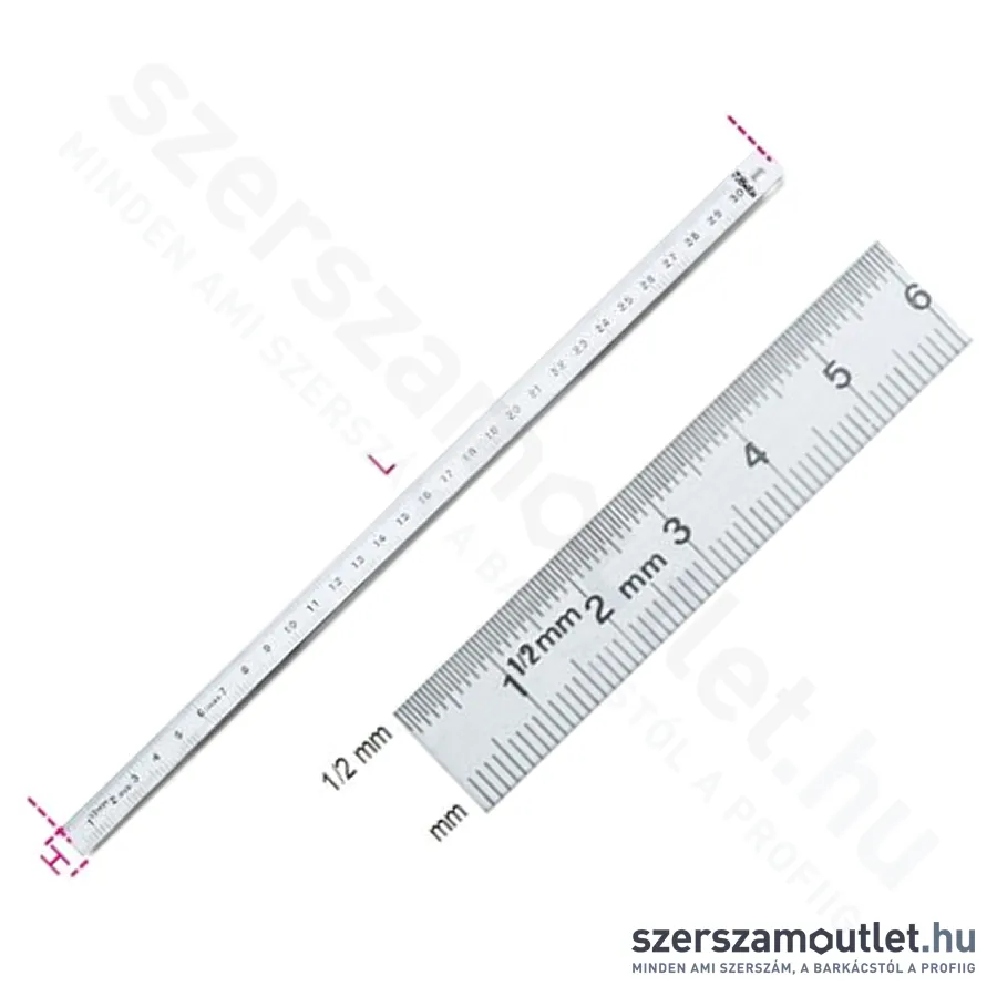 BETA 1682 Rugalmas skálás vonalzó, rozsdamentes acélból 13x300mm