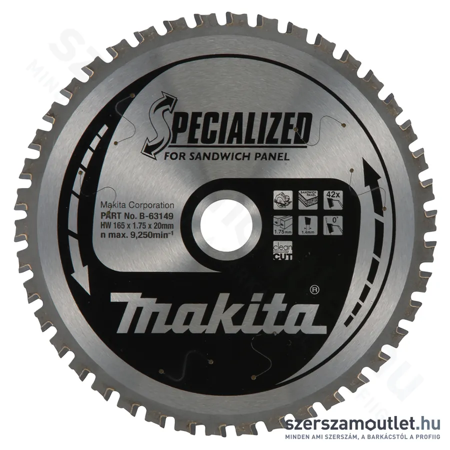 MAKITA SPECIALIZED (SZENDVICSPANEL) Körfűrésztárcsa 165x20 mm Z42 (B-63149)