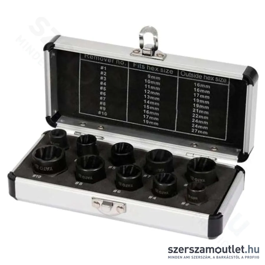 YATO Roncsolt csavarfej leszedő készlet 3/8" 9-19mm 10db-os (YT-06031)