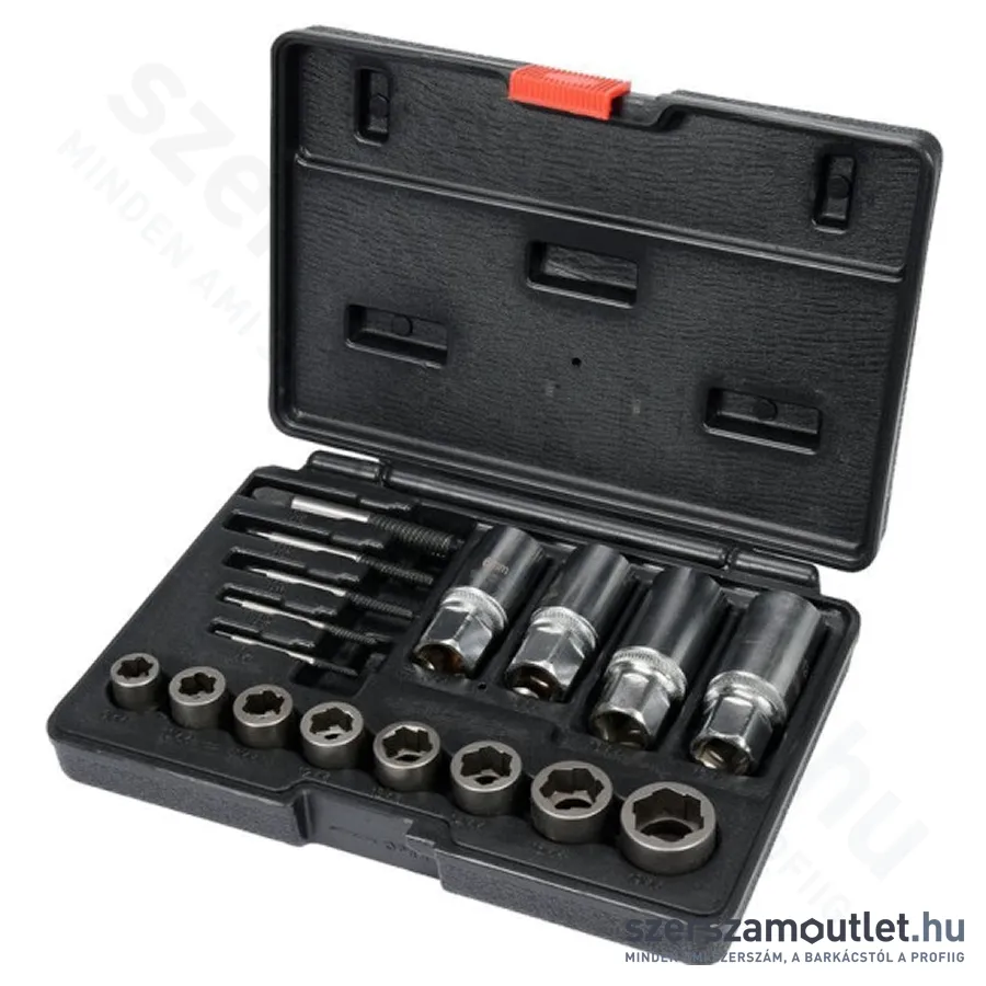 YATO Roncsolt csavarfej és törtcsavar kiszedő készlet 1/2" 3/8" 17db-os (YT-06033)