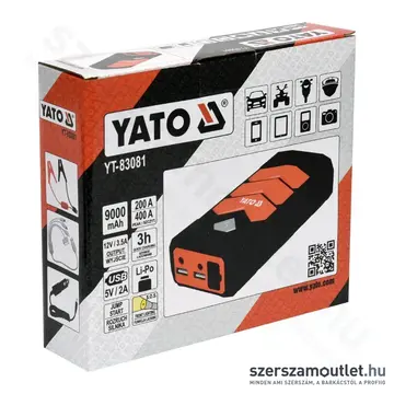 YATO 2in1 Külső akkumulátor, indító készülék (bikázó) Start Booster/ Power Bank készlet (9000mAh)