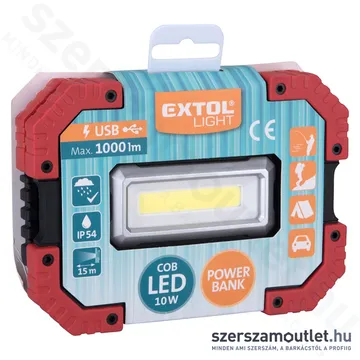 EXTOL Hordozható LED lámpa Power Bank funkcióval 1000lm