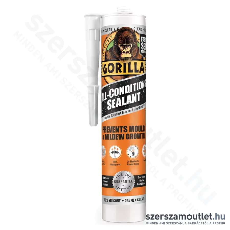 GORILLA SEALANT CLEAR Átlátszó szilikon tömítő 30perc 295ml (1144100)(1144110)