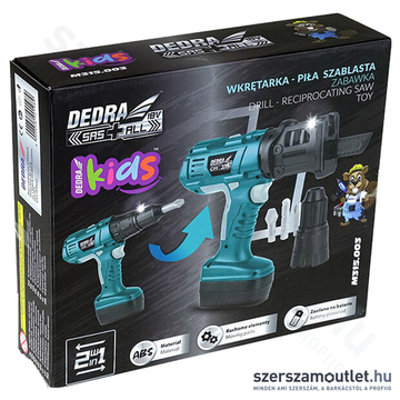 DEDRA Játék fúró-csavarozó és orrfűrész készlet 2xAA (elem nem tartozék) (M315.003)