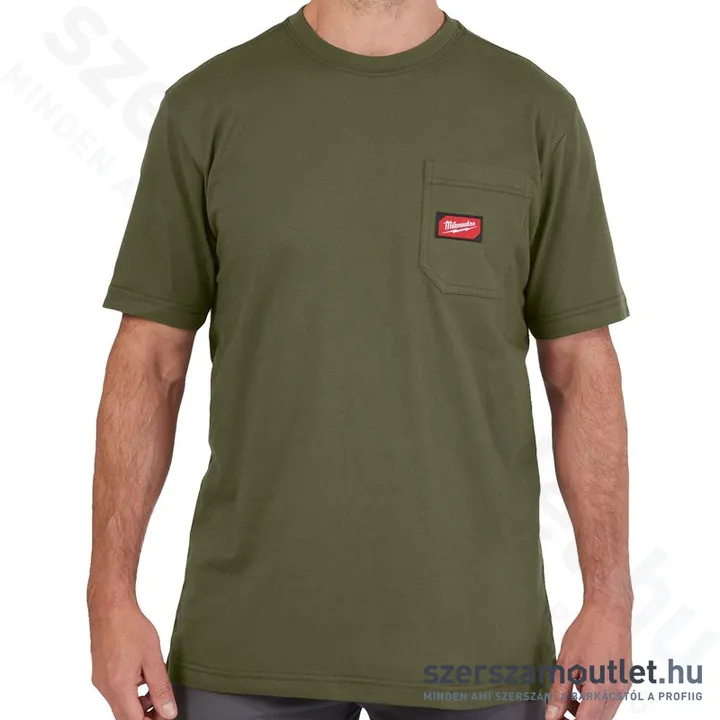 MILWAUKEE WT SS GN S Rövid ujjú zsebes póló ZÖLD (S)
