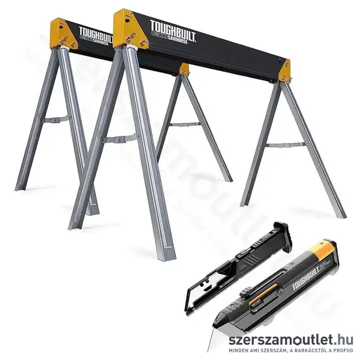 TOUGHBUILT C300 Összecsukható fűrészbak 1pár + H4S2-03 Cserélhető pengés kés (+2db tartó, 5db penge)