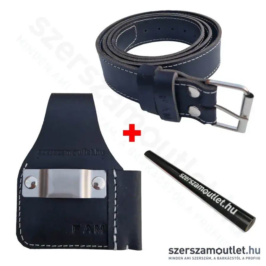 FAM SZERSZÁMOUTLET Bivalybőr öv S + mérőszalag/ácsceruzatartó (FAMBELTS+ACS)