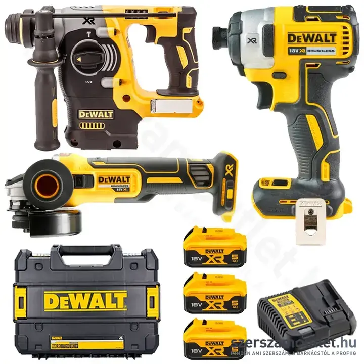 DEWALT DCK305P3T-QW Szénkefementes 3 részes akkus gépszett TSTAK kofferben (3x5,0Ah/18V)