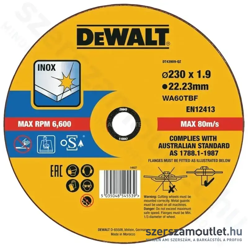 DEWALT Inox vágókorong 230x1,9mm (DT43909-QZ)