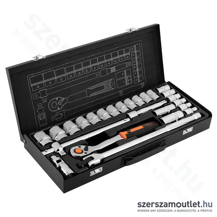 NEO TOOLS Dugókulcs készlet 1/2", 10-32mm, 25db-os