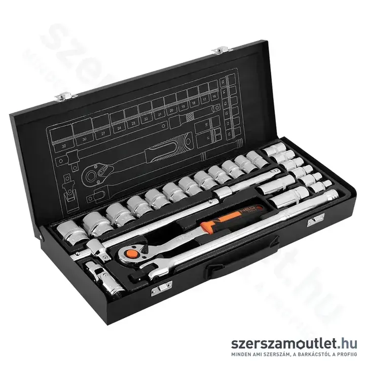 NEO TOOLS Dugókulcs készlet 1/2", 10-32mm, 25db-os