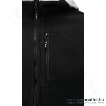 YATO Polár pulóver, kapucnis, cipzáras, 2XL-es (Fekete/Fehér)
