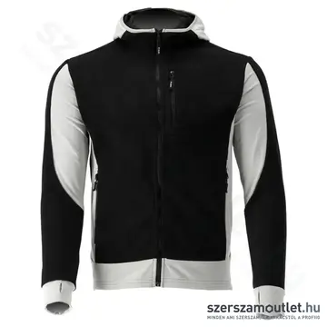 YATO Polár pulóver, kapucnis, cipzáras, 2XL-es (Fekete/Fehér)