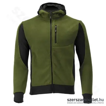 YATO Polár pulóver, kapucnis, cipzáras, 2XL-es (Fekete/Zöld)