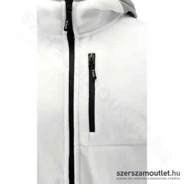 YATO Polár pulóver, kapucnis, cipzáras, M-es (Fehér/Szürke)