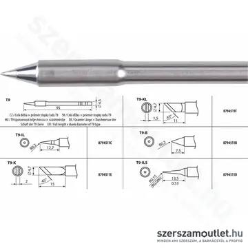 EXTOL Forrasztócsúcs T9-B forrasztópákához 110mm