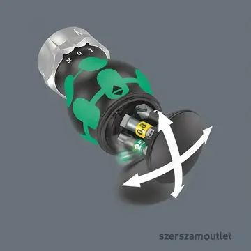 WERA Kraftform Kompakt Stubby magazine RA 1 Racsnis, marokcsavarhúzó bitkészlettel, 1/4