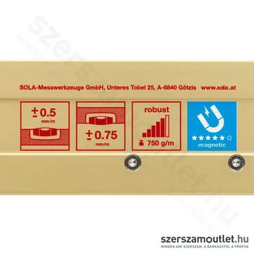 SOLA AZM 200 Mágneses vízmérték 2000mm [Arany] (SOLAAZM200) (01821701)