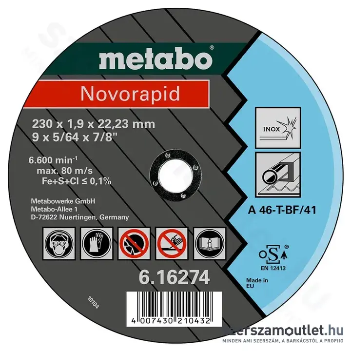 METABO NOVORAPID Vágókorong INOX, TF 41 230x1,9x22,23mm (616274000)