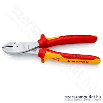 KNIPEX Szigetelt erő-kímélő és oldalcsípőfogó 200mm (74 06 200)