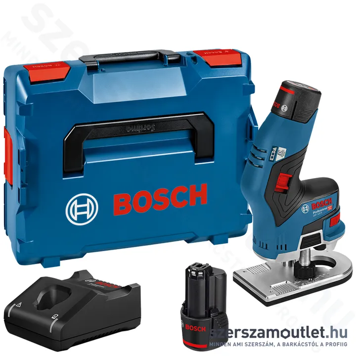 BOSCH GKF 12V-8 Akkus élmaró szénkefementes, L-boxxban (6-8mm) (2x3,0Ah/12V) (06016B0000)