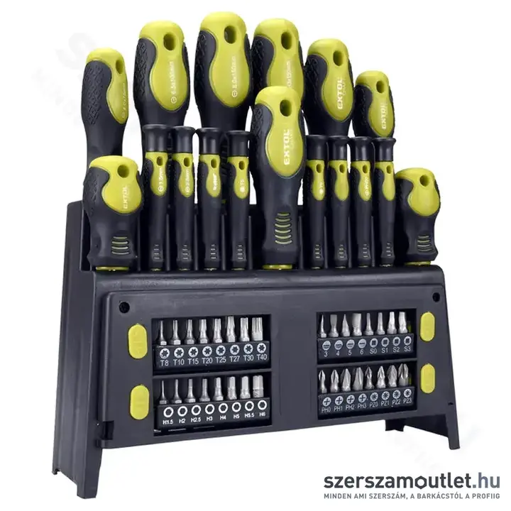 EXTOL Csavarhúzó készlet, mágneses 49 részes (SL+PH+PZ+TORX+HEX+SQ)