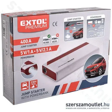EXTOL Multifunkciós autós indító és power bank 9000mAh