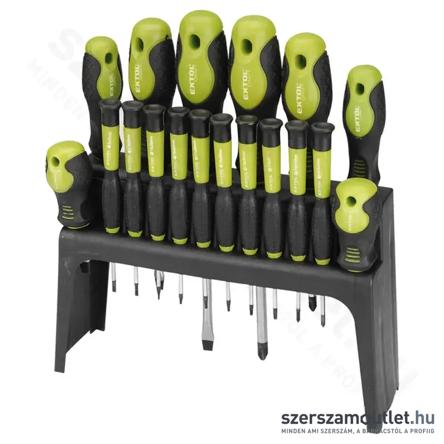EXTOL Csavarhúzó készlet, mágneses 18 részes (SL+PH+TORX)