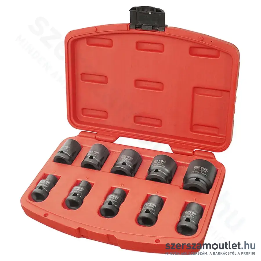 EXTOL Gépi dugókulcs készlet 10 részes, 1/2" (9-27mm)