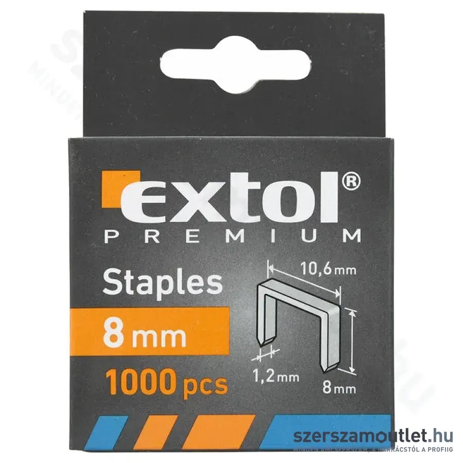 EXTOL Tűzőgépkapocs, profi 10,6x1,2x0,52mm /8mm (1000db)