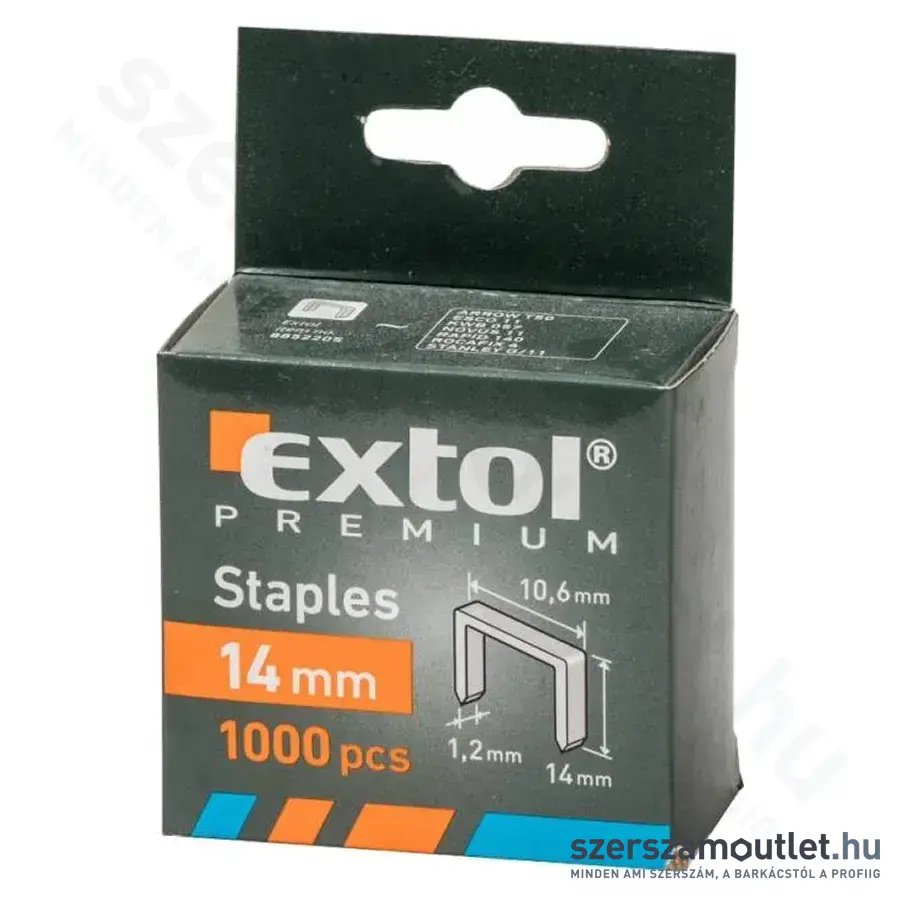 EXTOL Tűzőgépkapocs, profi 10,6x1,2x0,52mm /14mm (1000db)