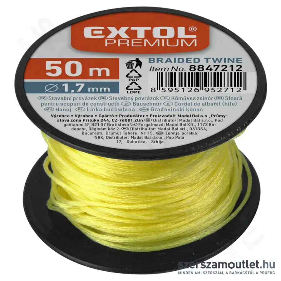 EXTOL Kőműves zsinór, sodort 1.7mmx50m