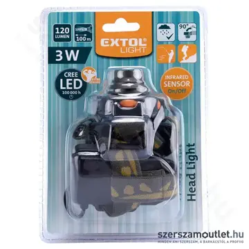 EXTOL LED fejlámpa 3 funkció, 3 W, 120Lm