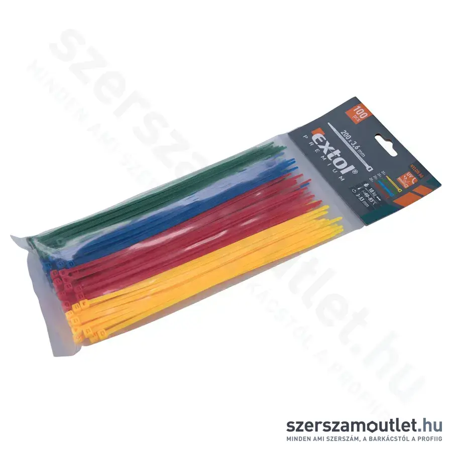 EXTOL Kábelkötegelő 4 színű, 3,6x200mm (100db)