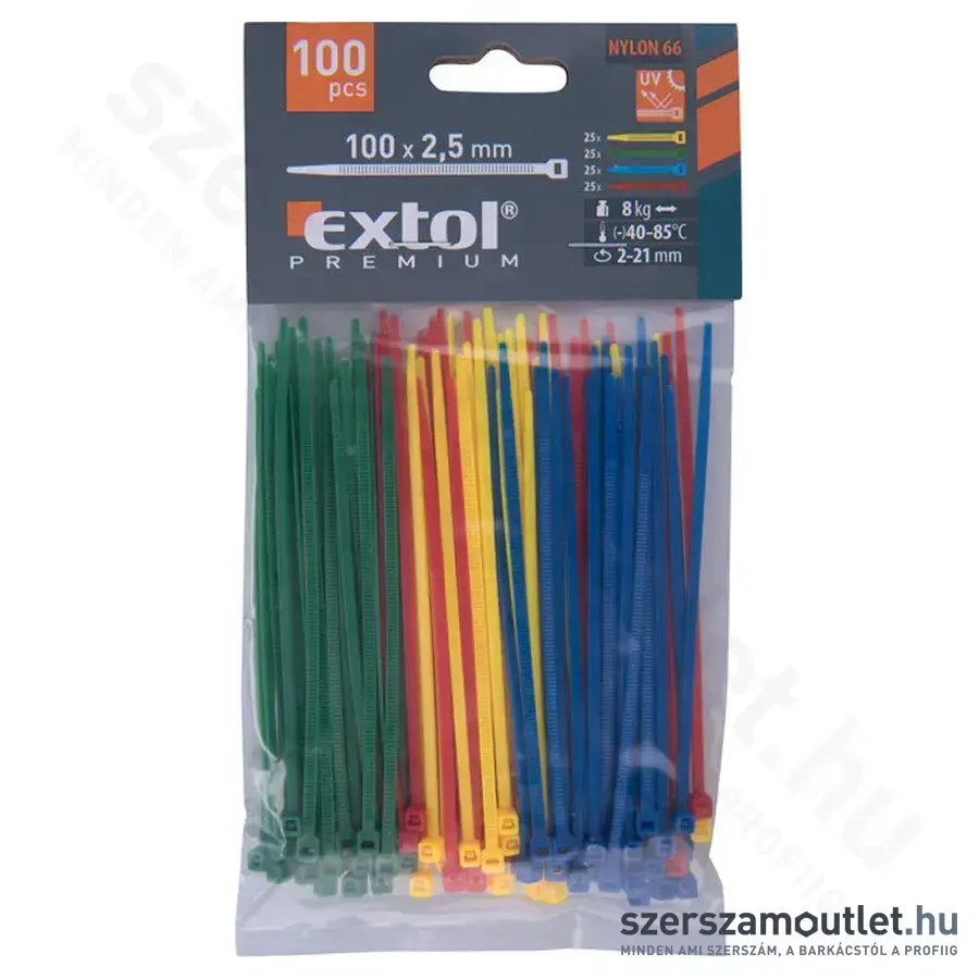 EXTOL Kábelkötegelő 4 színű, 2,5x100mm (100db)