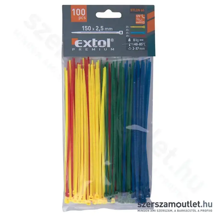 EXTOL Kábelkötegelő 4 színű, 2,5x150mm (100db)