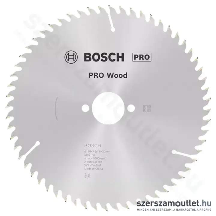 BOSCH Optiline Wood körfűrészlap kézi körfűrészekhez, 190x2,6/1,6x30mm 60 fog