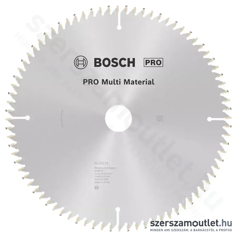 BOSCH Multi Material körfűrészlap gérvágó és asztali körfűrészhez, 254x3,2/2,5x30mm 80 fog, HLTCG