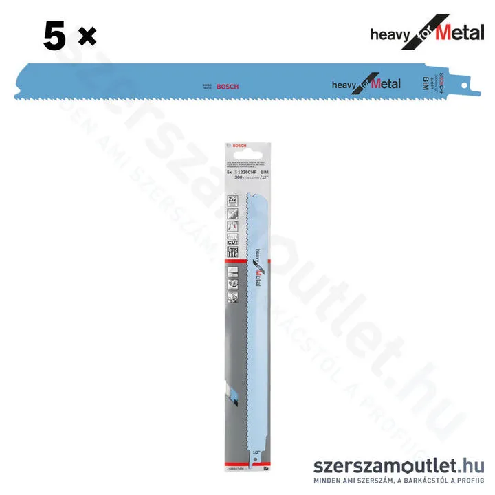 BOSCH S 1226 CHF Heavy for Metal szablyafűrészlap 300x25x1,1mm [5db/csomag] (2608657406)
