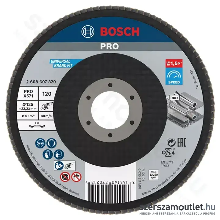 BOSCH Best for Metal X571 Zirkon legyezőtárcsa 125x22,23mm/P120
