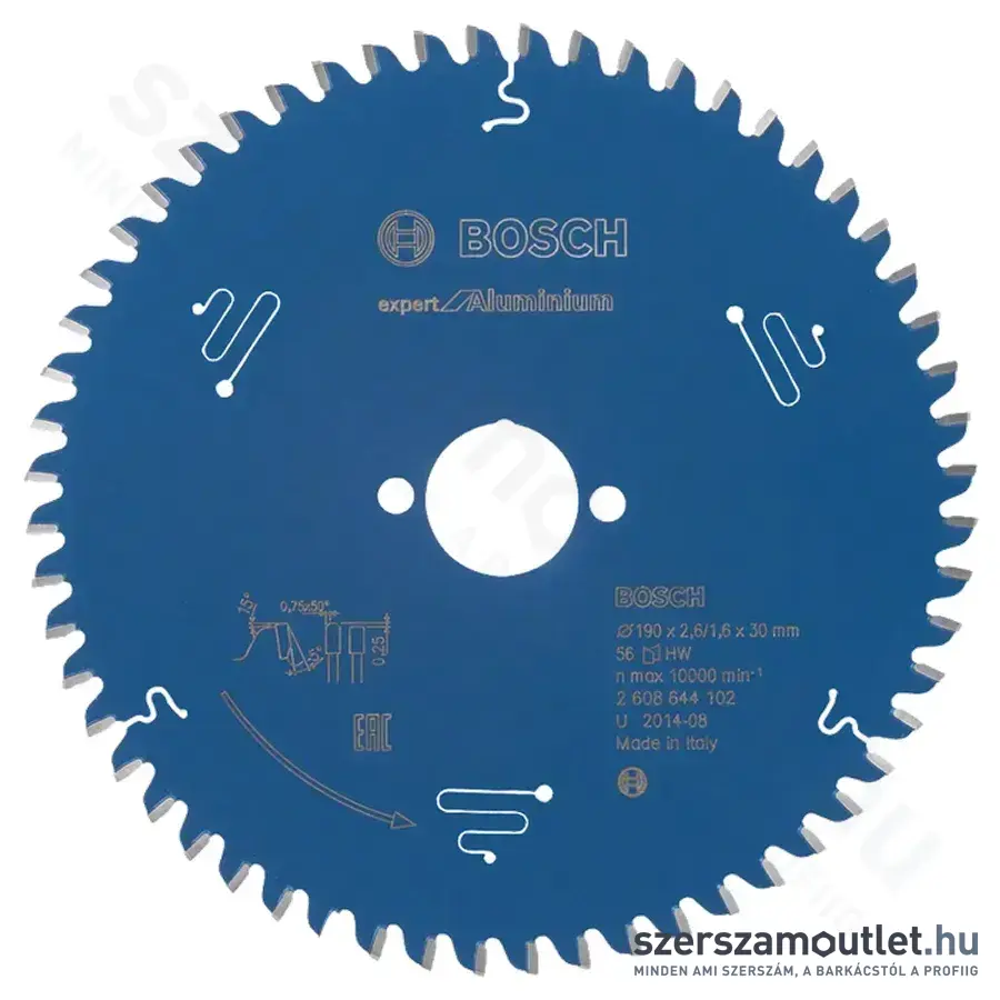 BOSCH Expert for Aluminium körfűrészlapok merülő- és kézi fűrészekhez 190x2,6/1,6x30mm 56 fog HLTCG