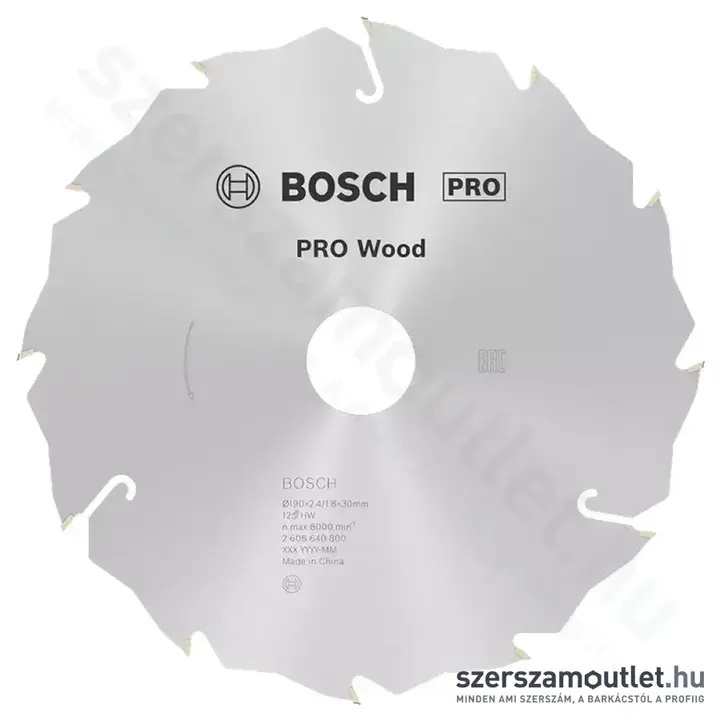 BOSCH Speedline Wood körfűrészlapok kézi körfűrészekhez 190x2,4/1,8x30mm 12 fog