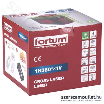 FORTUM Automatikus lézeres vízszintező, ZÖLD (1x360° +1 vertikális)