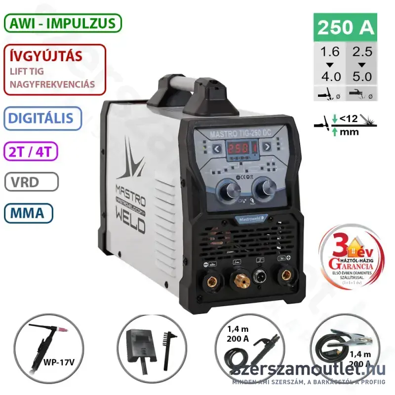 MASTROWELD WSM-250 F DC-AWI Hegesztő inverter (10-250A) (002250F)