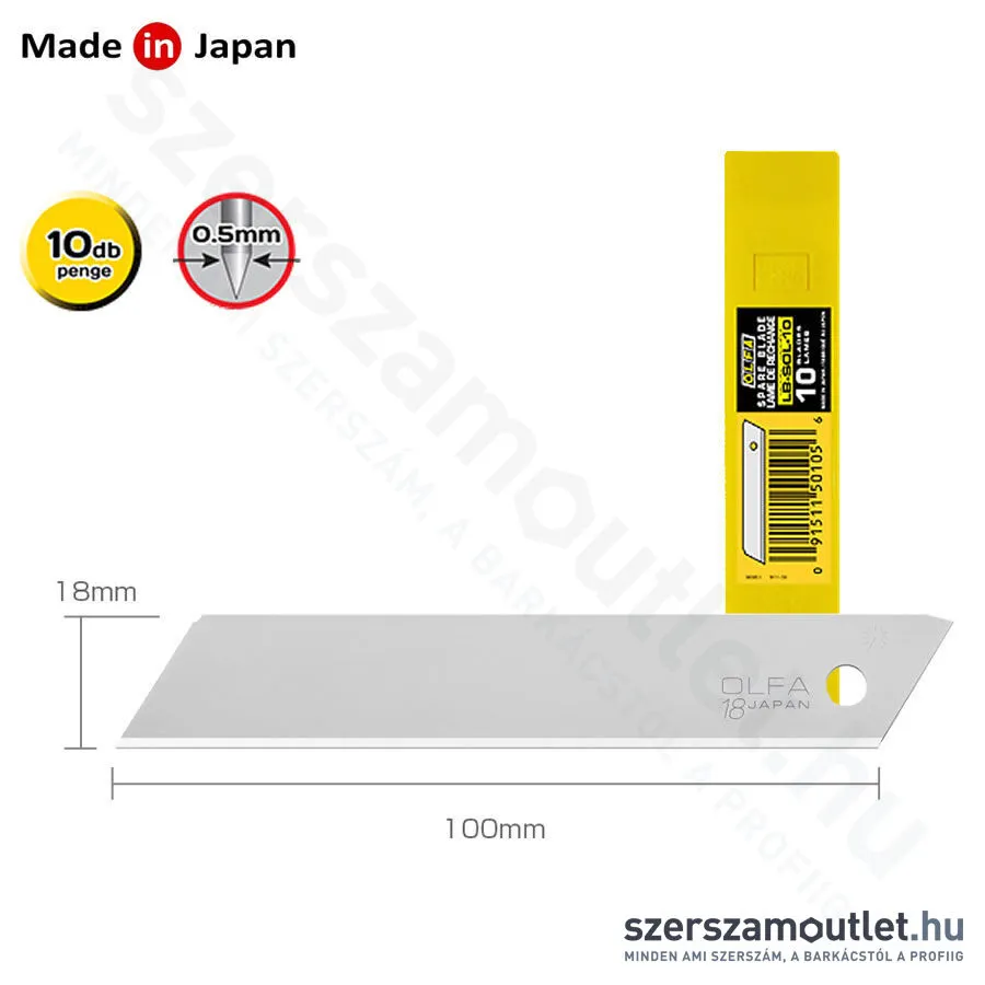 OLFA LB-SOL Penge 18mm | NEM tördelhető [10db] (LB-SOL-10)