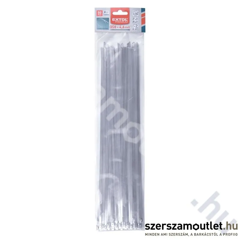 EXTOL Kábelkötegelő, rozsdamentes acél 4,6x350mm (50db)